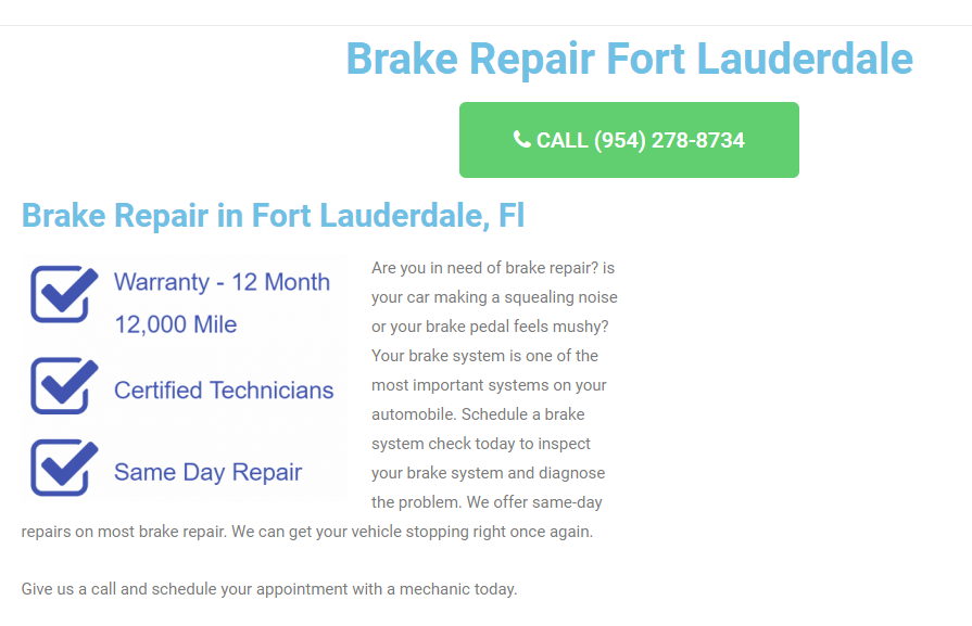 Brake Repair Fort Lauderdale