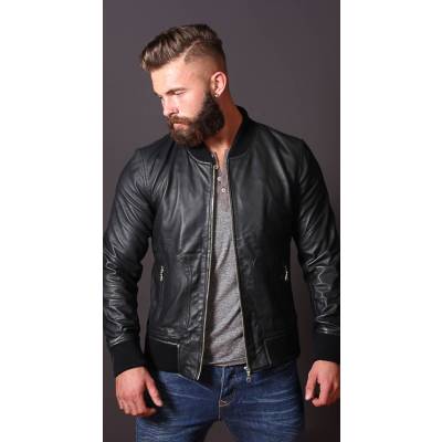 black leather bomber jacket mens